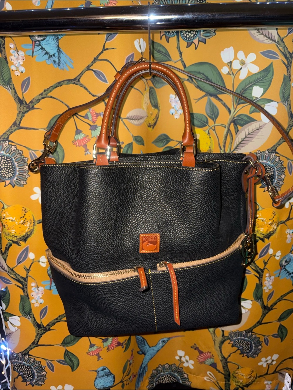Dooney And Bourke Pebble Leather Black Dawson Satchel Purse